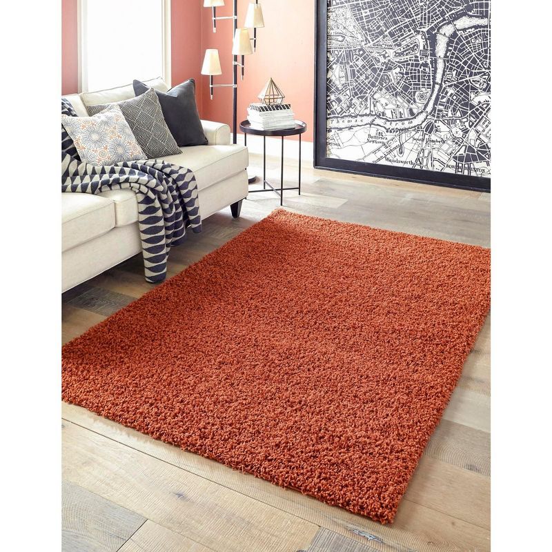 Rectangular 8' x 10' Red Synthetic Shag Area Rug