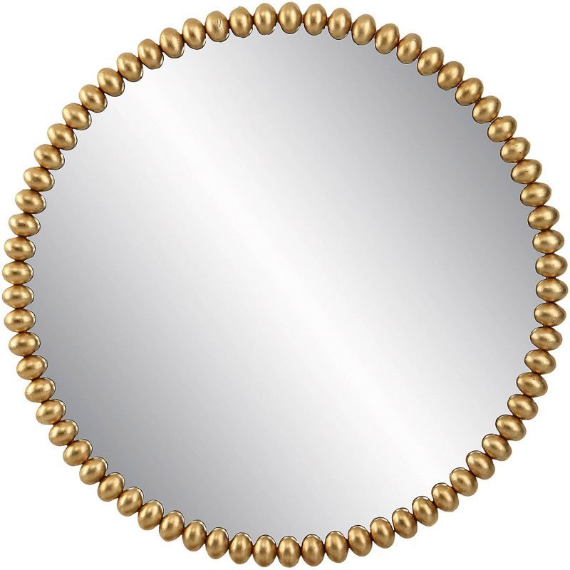 Elegant Byzantine 41" Round Gold Beaded Wall Mirror