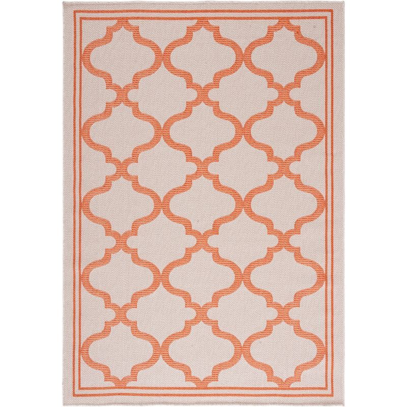 Ivory Geometric Easy-Care Synthetic 4' x 6' Area Rug