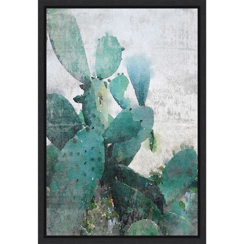 Rustic Green and Gray Cactus Canvas Landscape Print