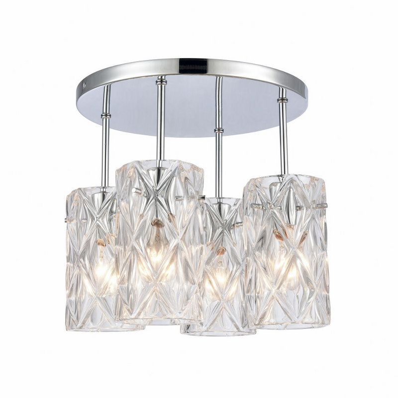 Polished Chrome Crystal 4-Light Contemporary Semi-Flush Mount