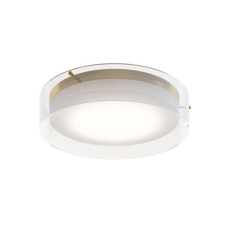 Satin Brass and Glass LED Drum Flush Mount Light