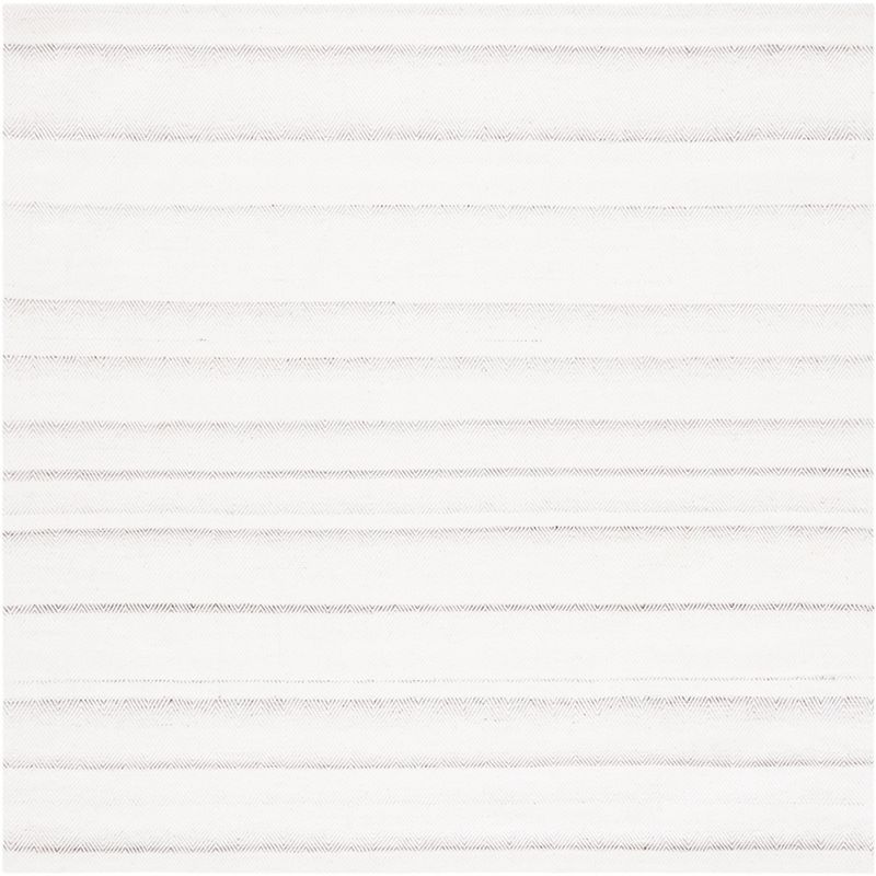 Grey and Ivory Flat Woven Wool Square Area Rug
