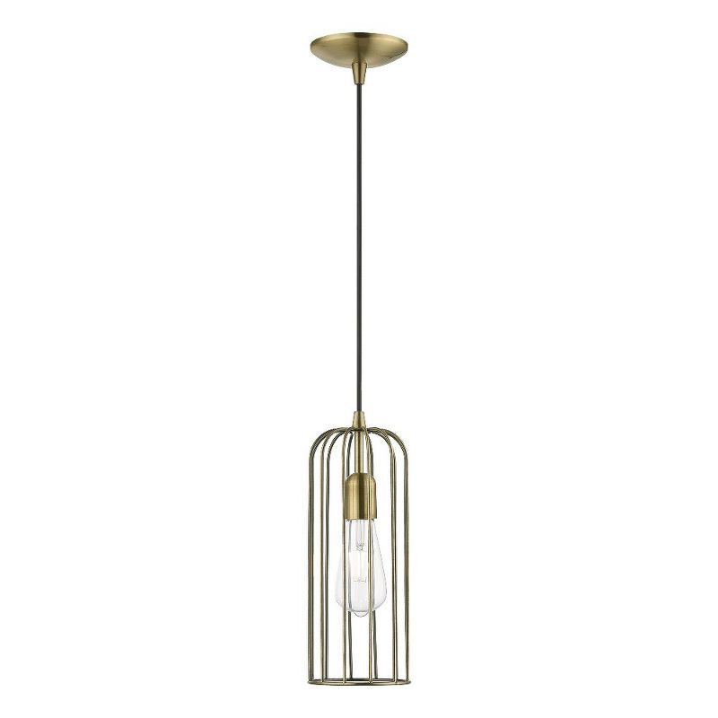 Glenbrook Antique Brass Mini Pendant Light with Glass Shade