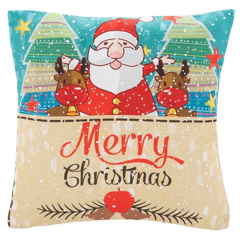 Santa Claus Merry Christmas Blue and Red Kids Pillow