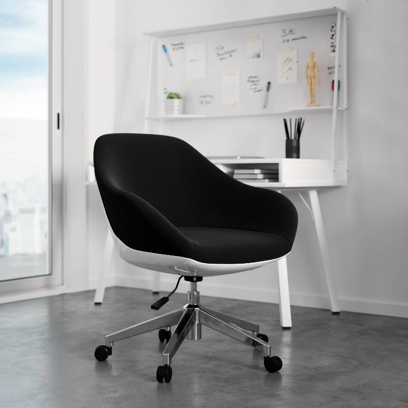 Modern Swivel Task Chair with Padded Seat and Adjustable Height - Black