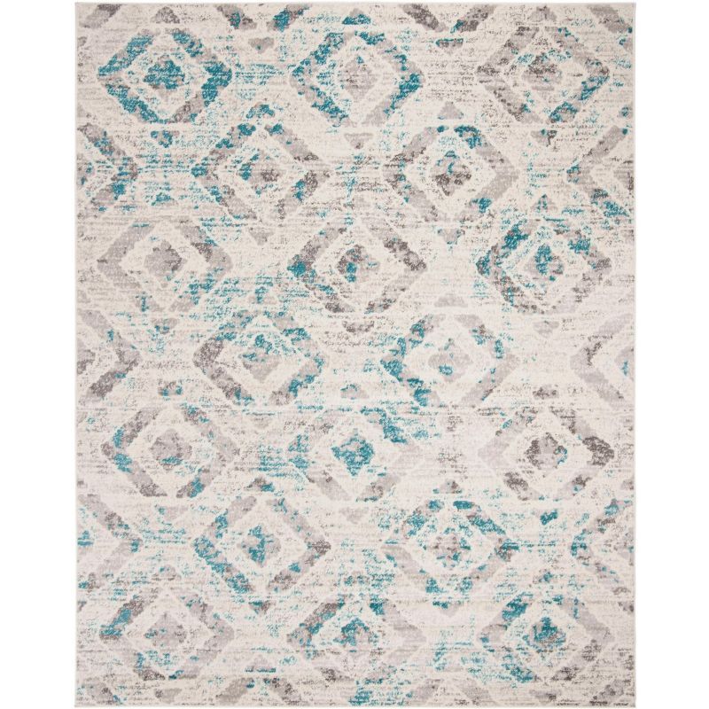 Ivory and Blue Medallion 6' x 9' Synthetic Area Rug