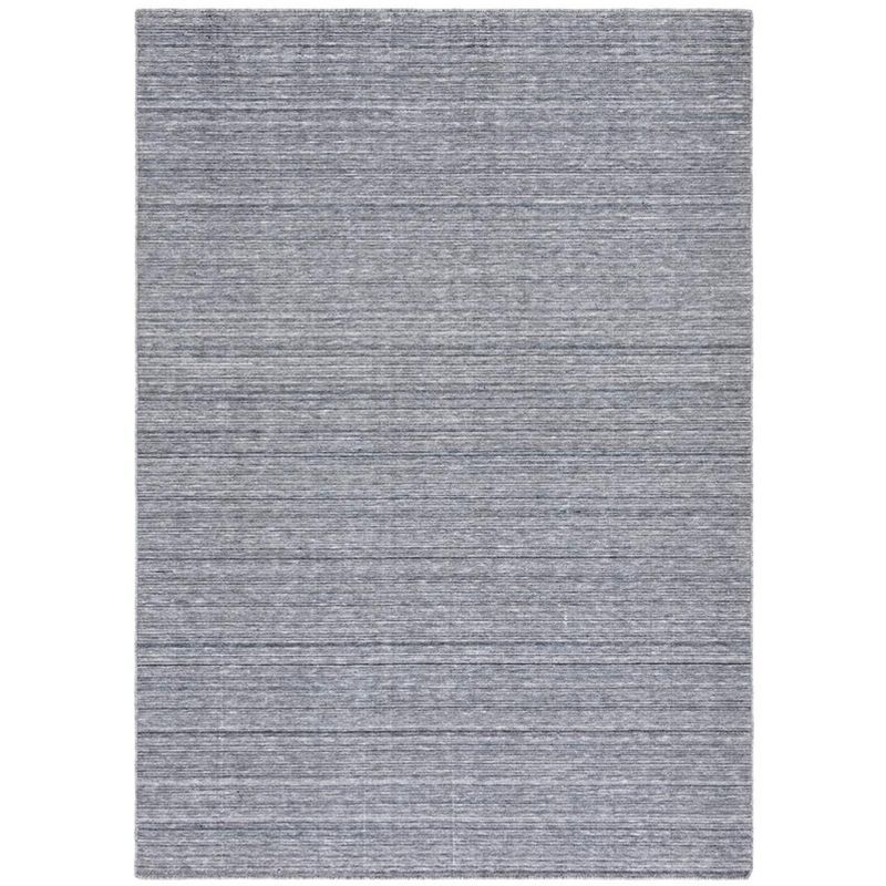 Grey and Ivory Handwoven Wool Kilim Area Rug 5' x 8'