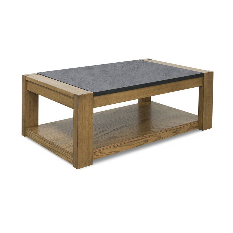 Quentina Rectangular Lift-Top Coffee Table with Faux Stone Top