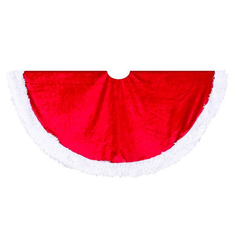 Kurt Adler Red Velvet Tree Skirt with White Fur Trim