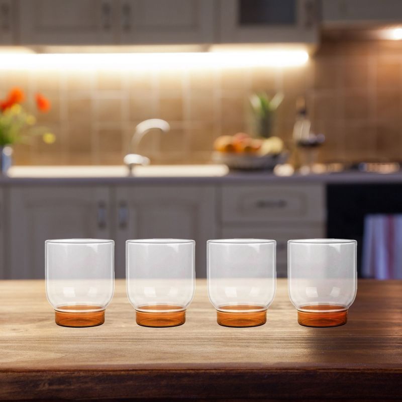 Amber Base Borosilicate Glass Whiskey Tumblers Set of 4