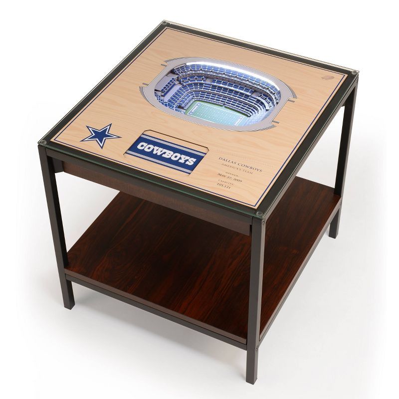 Dallas Cowboys 3D Stadium Lighted Wood and Metal End Table