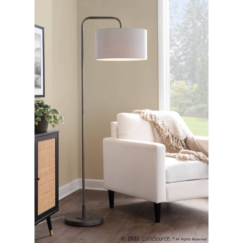 63" Oil Rubbed Bronze Arc Floor Lamp with Beige Linen Shade