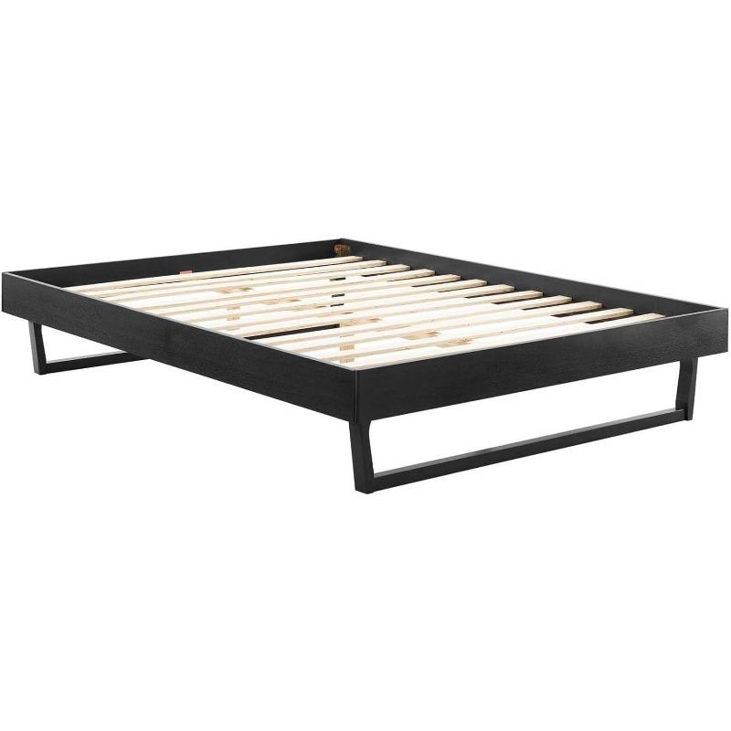 Mid-Century Modern Velvet Queen Platform Bed with Wood Frame