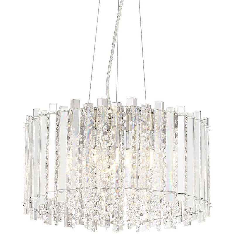 Modern Chrome and Crystal 19" LED Pendant Drum Light