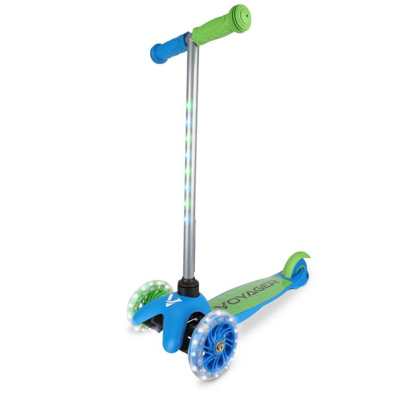 Voyager Green and Blue 3-Wheel Kick Scooter with Light Up Wheels