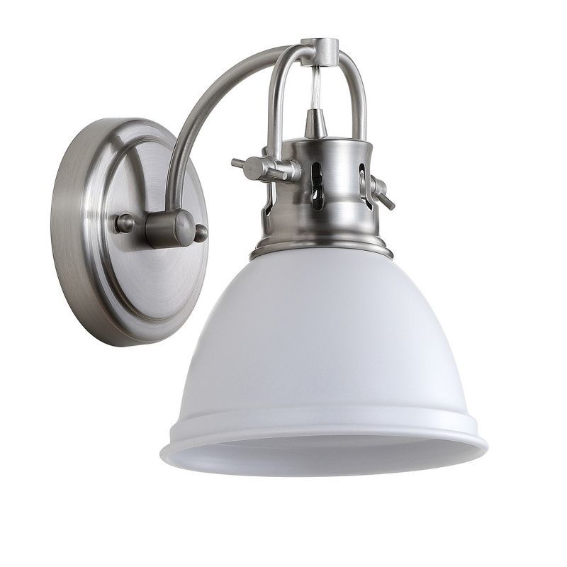 Chrome and White Modern Bathroom Sconce with Chic Shade