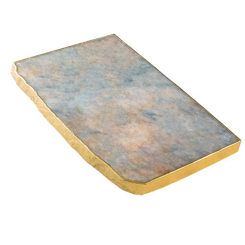 Rectangular Aventurine Cheese Board with Gold Edges