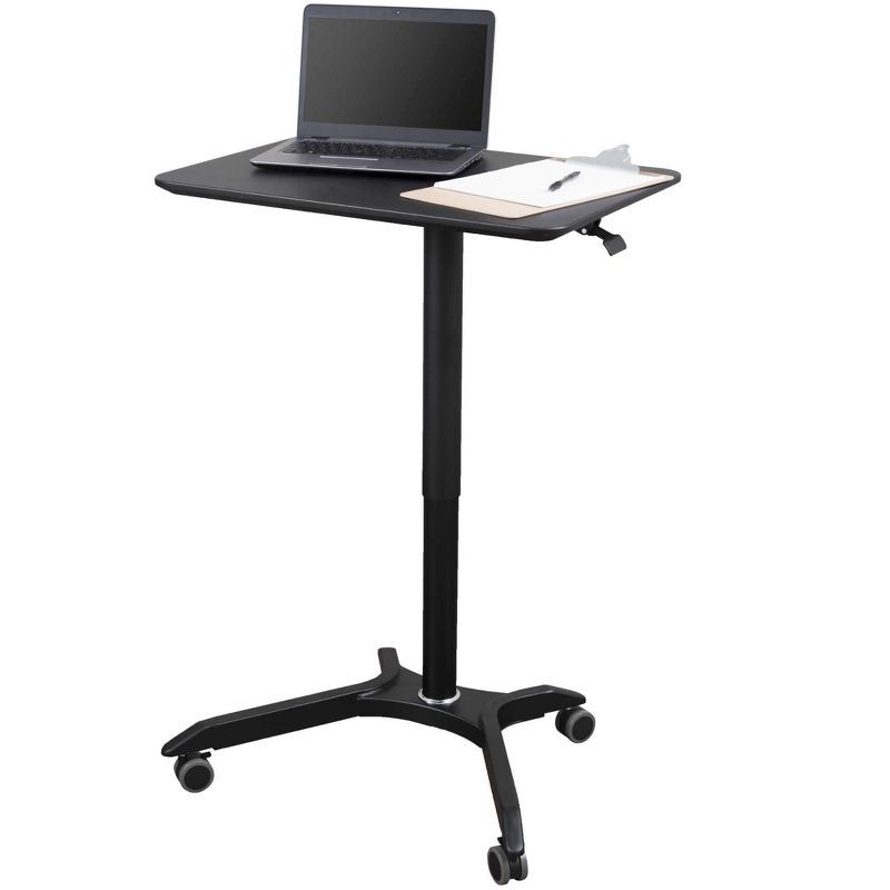 Black Adjustable Height Rolling Laptop Desk Cart