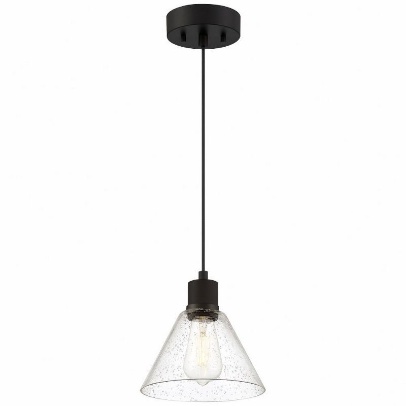 Port Nine Seeded Glass Martini LED Pendant in Matte Black