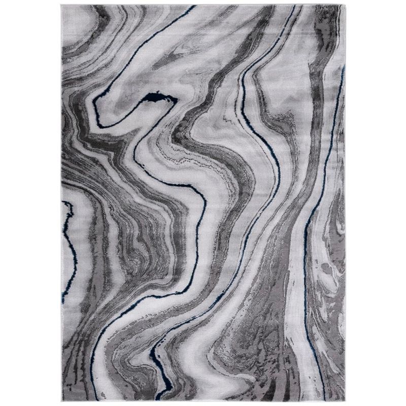 Abstract Swirls 5'3" x 7'6" Blue/Grey Synthetic Area Rug