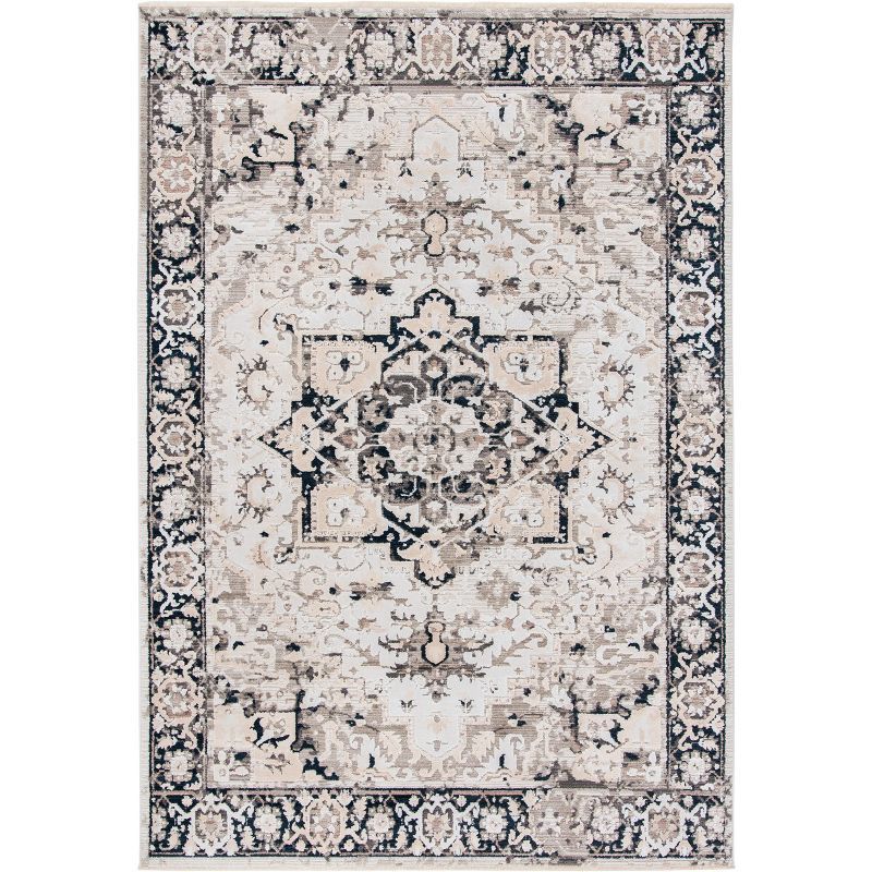 Gray Hand-Knotted Square Synthetic Area Rug