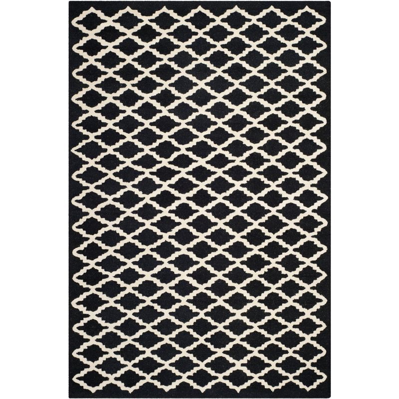 Hand-Tufted Black and Ivory Wool Geometric 6' x 9' Area Rug