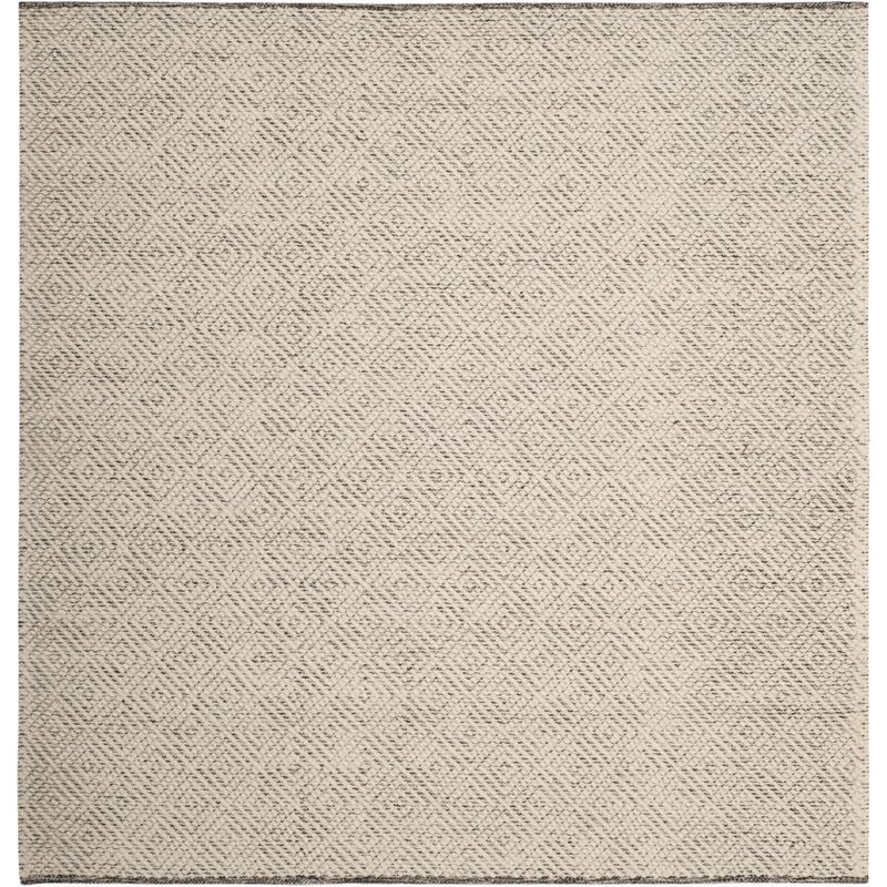 Ivory and Light Grey Hand-Tufted Wool Square Rug