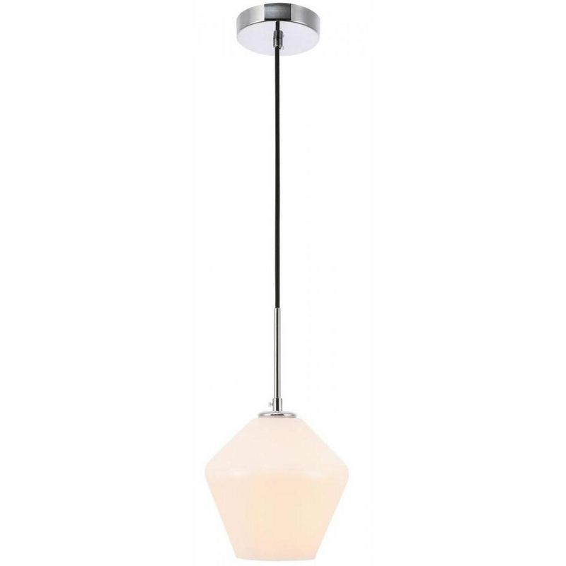 Gene Chrome and Frosted White Glass Pendant Light