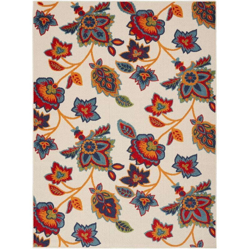 Multicolor Floral Synthetic 7x10 Outdoor Rug