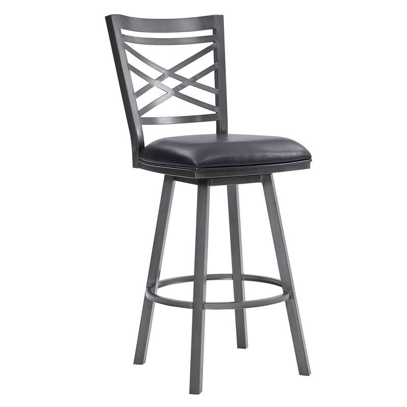 Fargo 32" Swivel Barstool in Mineral Finish with Black Faux Leather