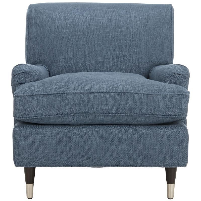Navy Spot 29" Contemporary Leather & Wood Arm Chair