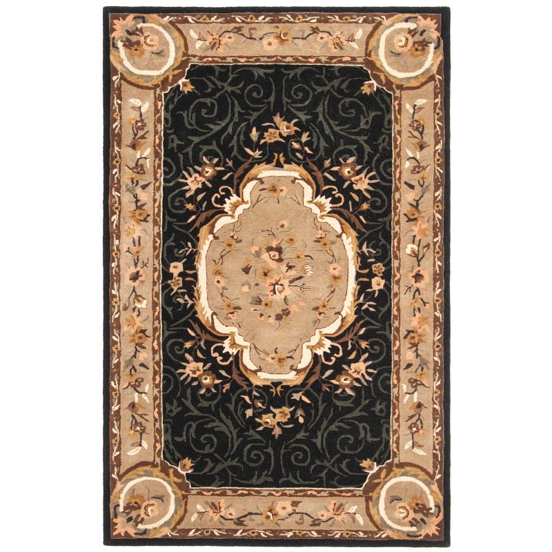 Empire Black and Beige Hand-Tufted Wool Area Rug