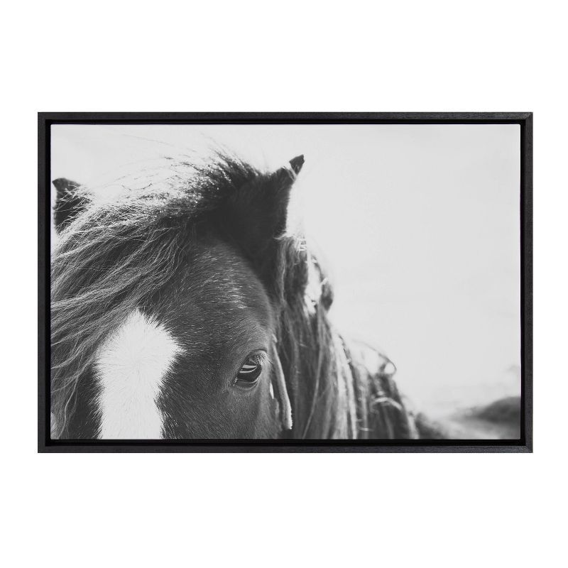 Noble Black and White Horse Framed Canvas Print