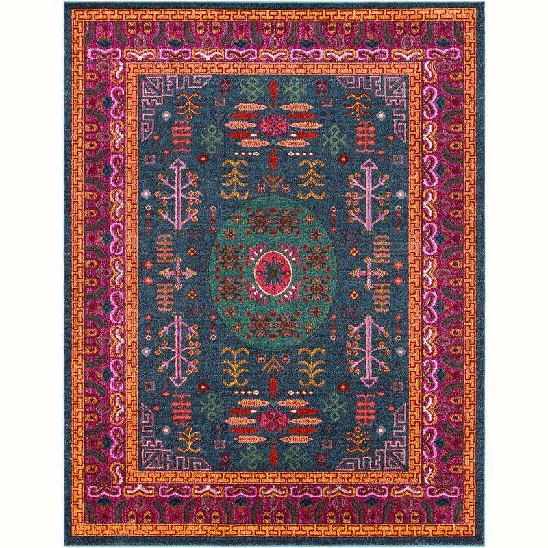 Elysian Blue Oriental-Inspired 8' x 10' Synthetic Area Rug