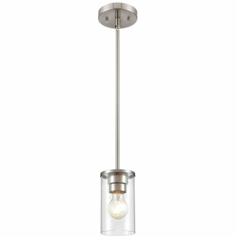 Brushed Nickel Glass 1-Light Pendant