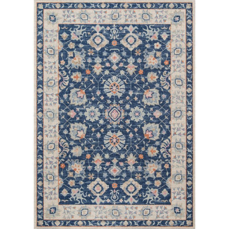 Elegant Navy Anatolia 3'3" x 5' Rectangular Wool Blend Area Rug