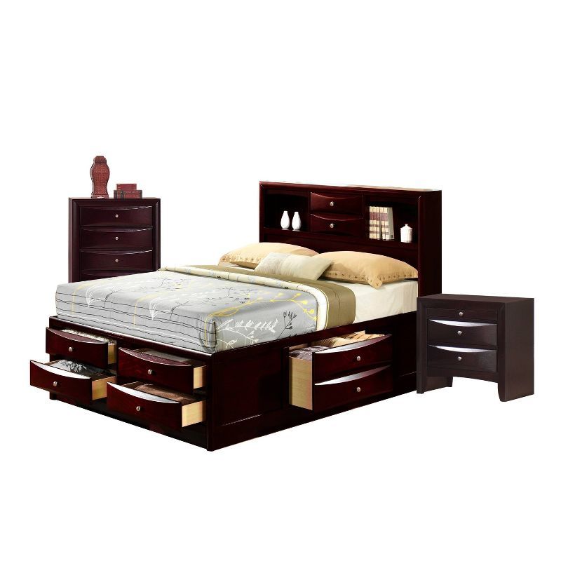 Madison King Espresso Brown Wood Storage Bedroom Set