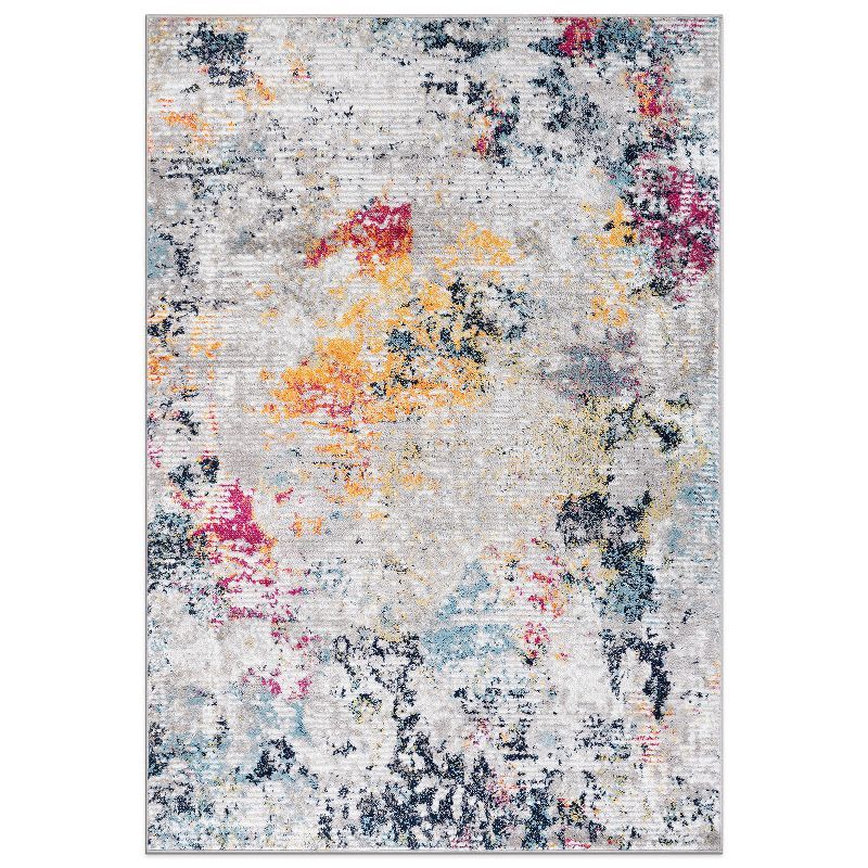 Modern Abstract Multicolor Synthetic 5' x 7' Area Rug