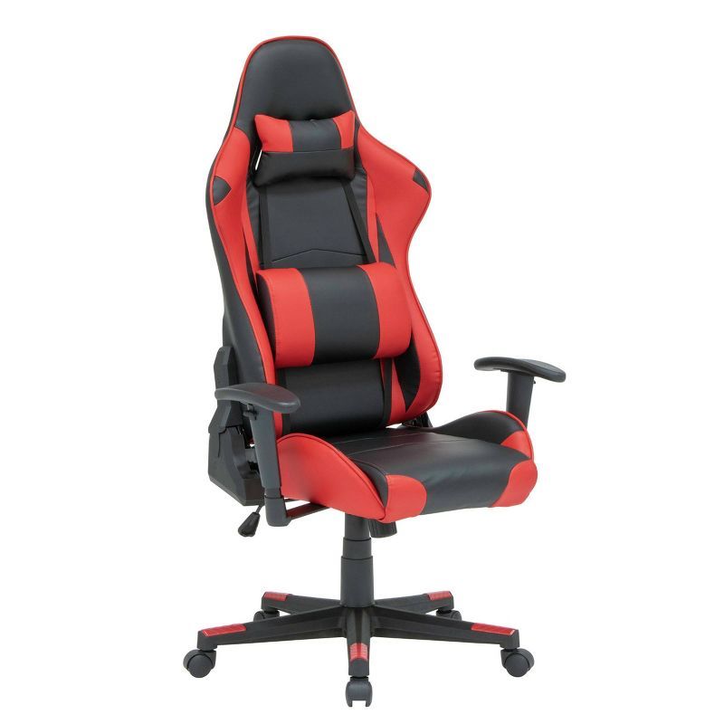 Sleek High-Back Adjustable Gamer Chair in Black and Red PU Leather