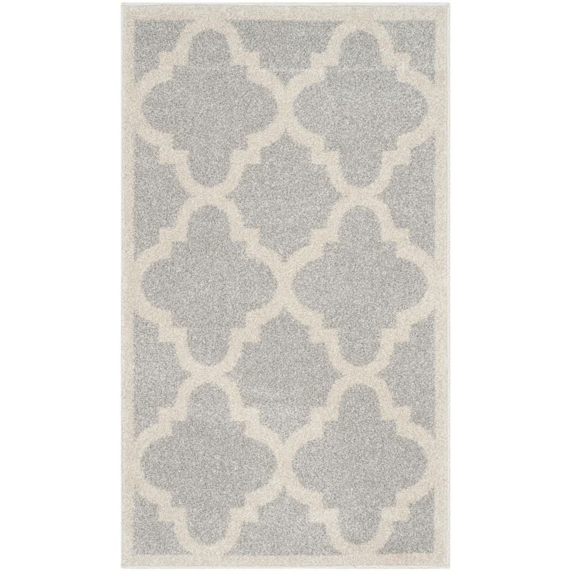 Light Grey and Beige Geometric Synthetic Area Rug