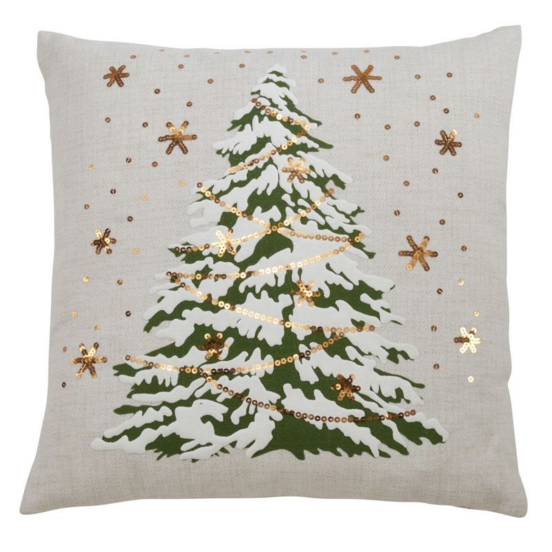 White Square Christmas Tree Pillow with LED Lights