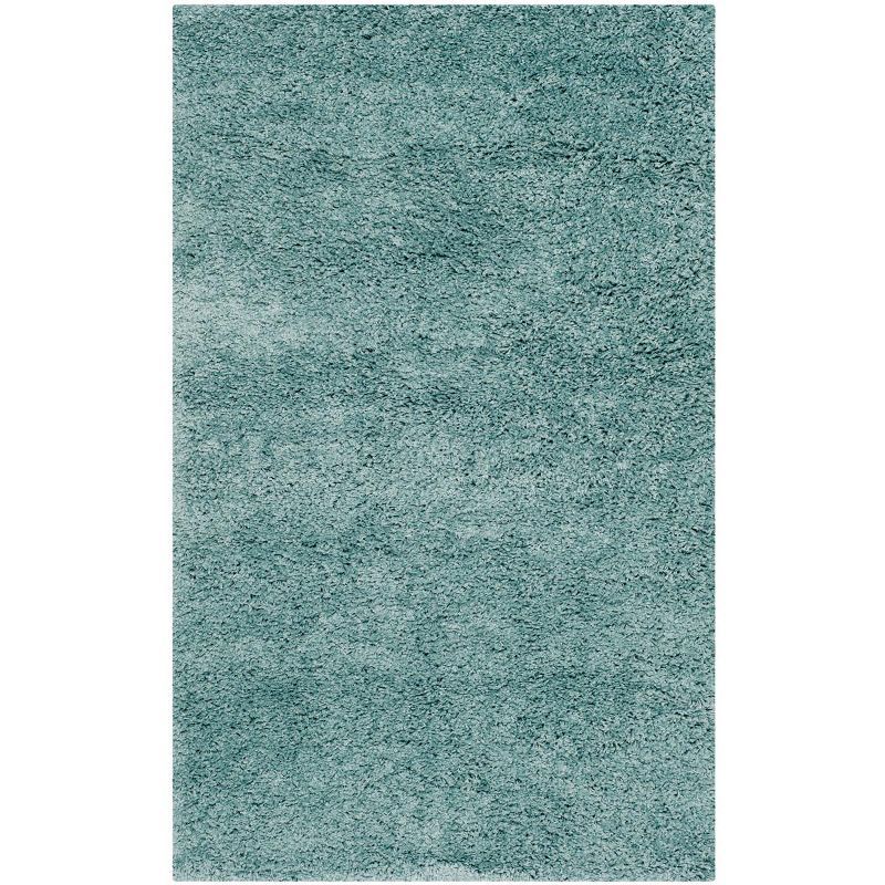 Light Blue High Pile Shag Synthetic Area Rug