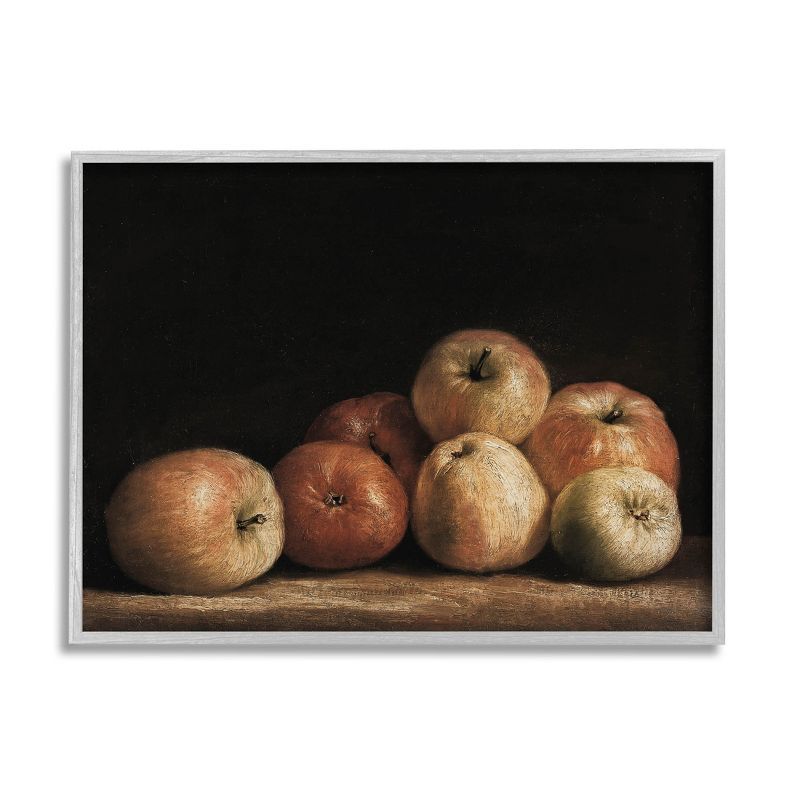 Classic Apple Still Life Giclee Print on Canvas with Gray Frame