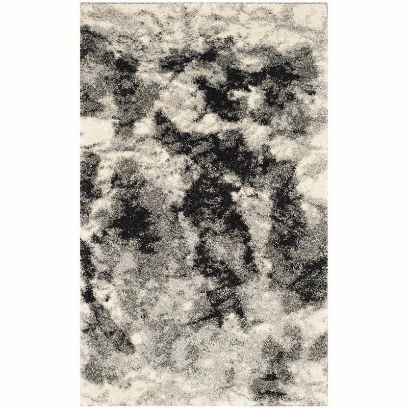 Gray Abstract Shag Synthetic Area Rug