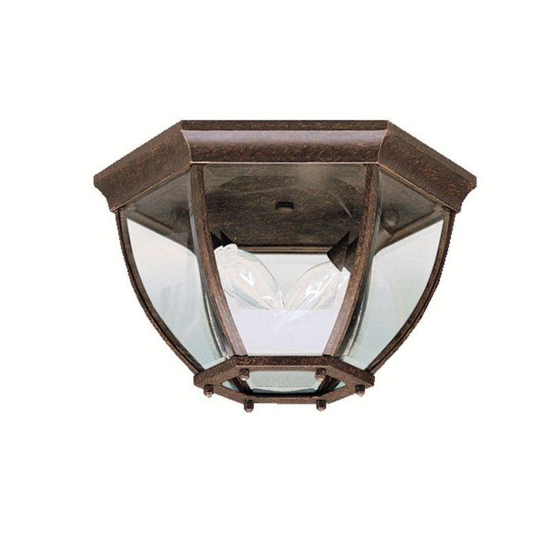 Tannery Bronze 12" Glass 2-Light Outdoor Flush Mount