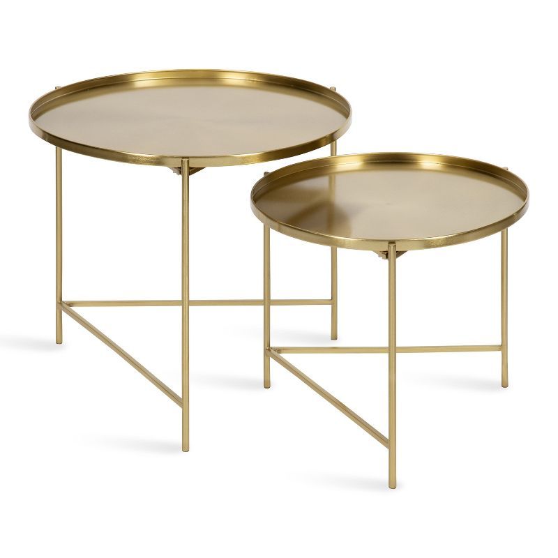 Ulani Gold Round Iron Nesting Cocktail Tables, Set of 2