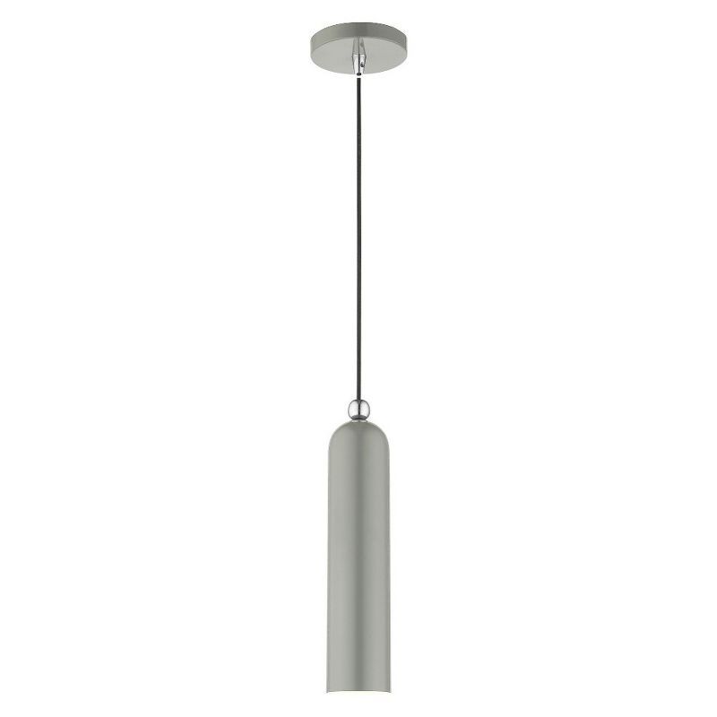 Ardmore Shiny Light Gray Steel Cylinder Pendant Light