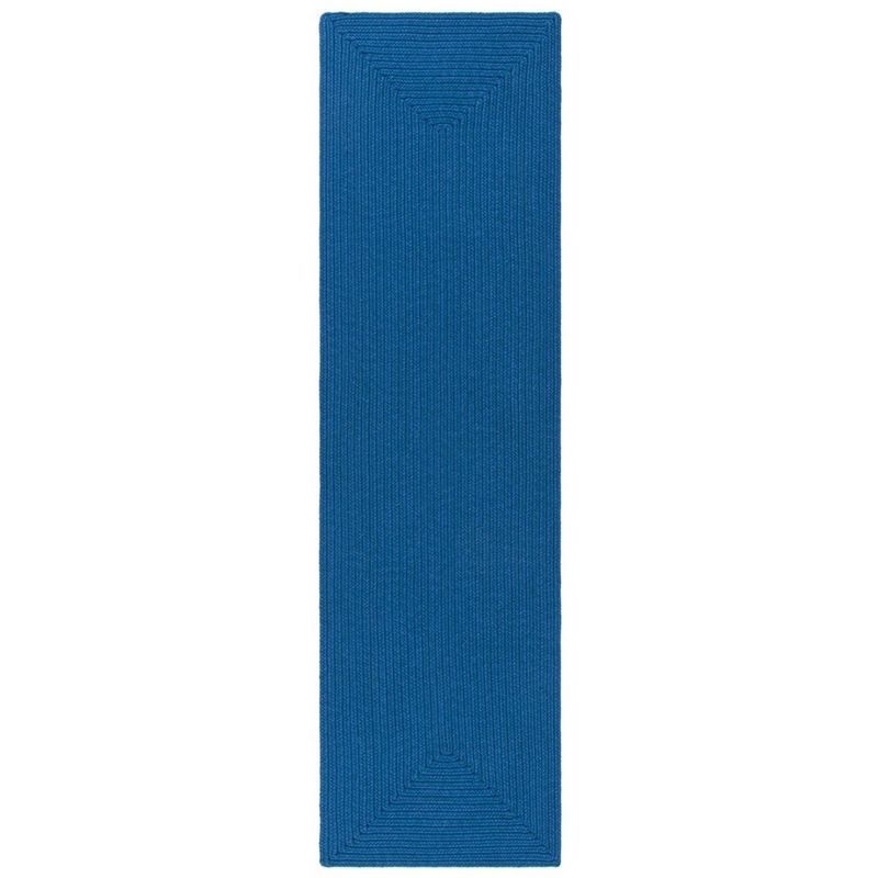 Handmade Blue Synthetic Braided Runner Rug 2'3"x10'