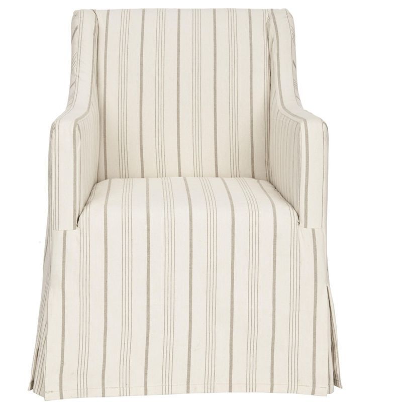 Sandra 26" White Linen Slipcover Arm Chair